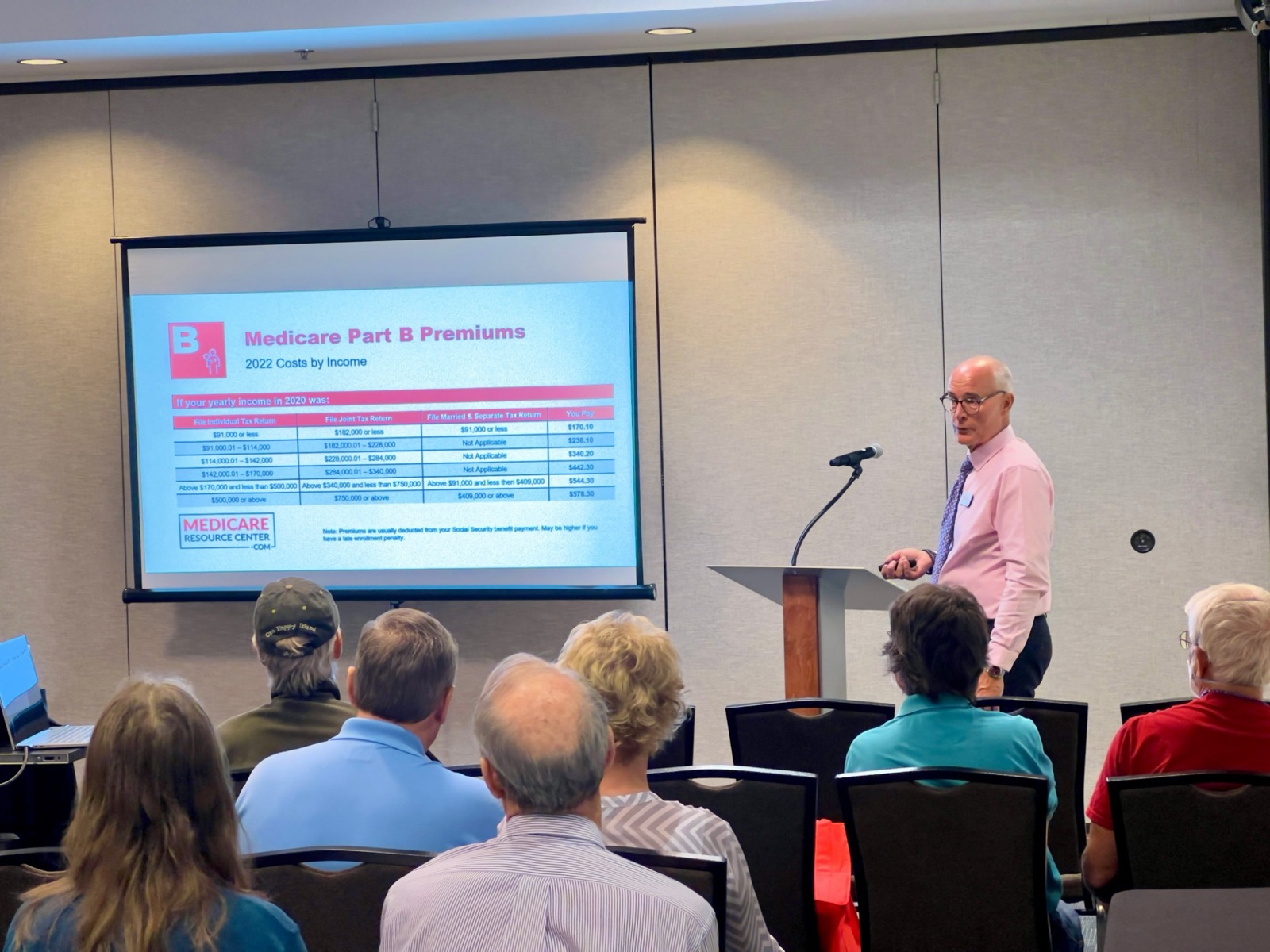 A Medicare seminar in a meeting room